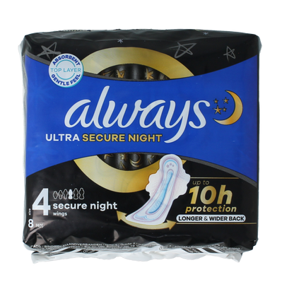 Always Maandverband ultra secure night 8.00 Stuks