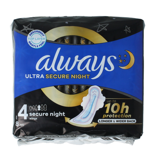 Always Maandverband ultra secure night 8.00 Stuks