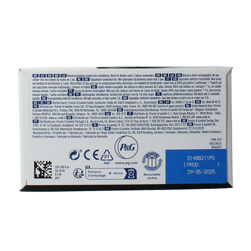 Oral B IO3S matt black elektrische tandenborstel 1 Stuks
