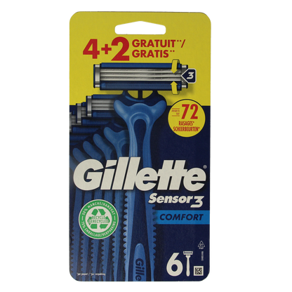Gillette Sensor 3 comfort wegwerpmesjes 6.00 Stuks