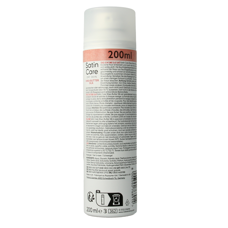 Gillette Satin care scheergel droge huid 200 Milliliter
