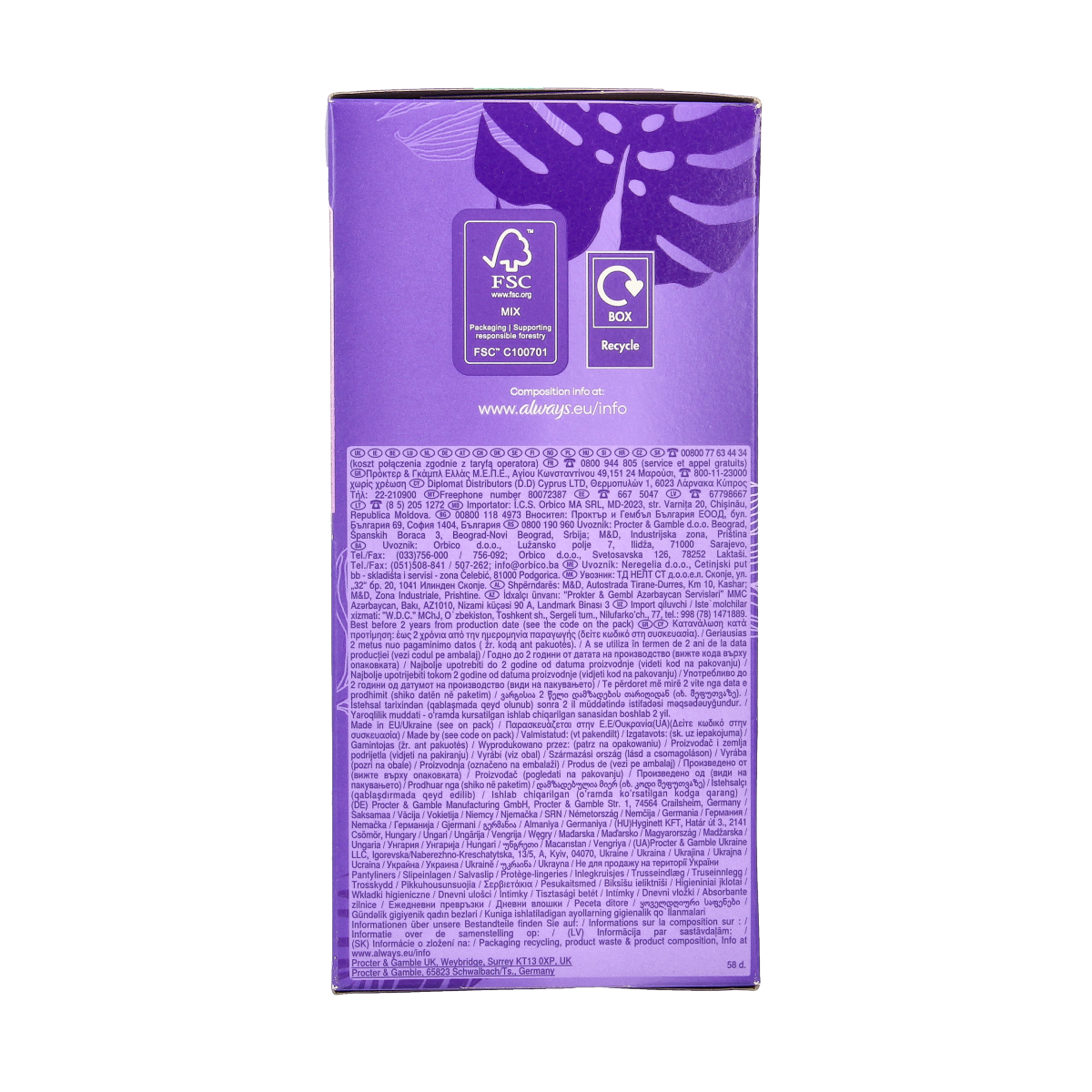 Always Inlegkruisjes daily fresh normaal 58.00 Stuks