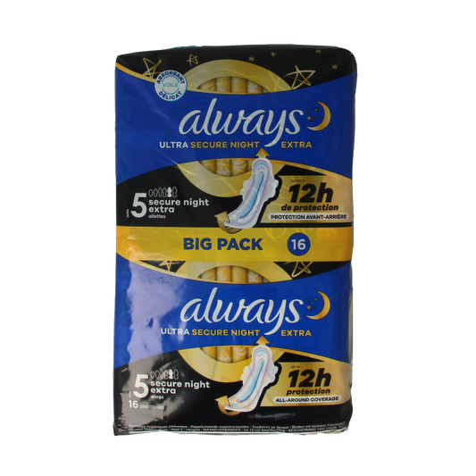 Always Maandverband ultra secure night 16 Stuks