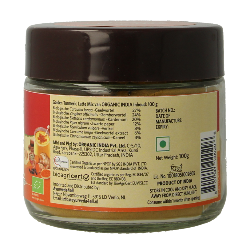 Organic India Golden turmeric latte mix 100 Gram