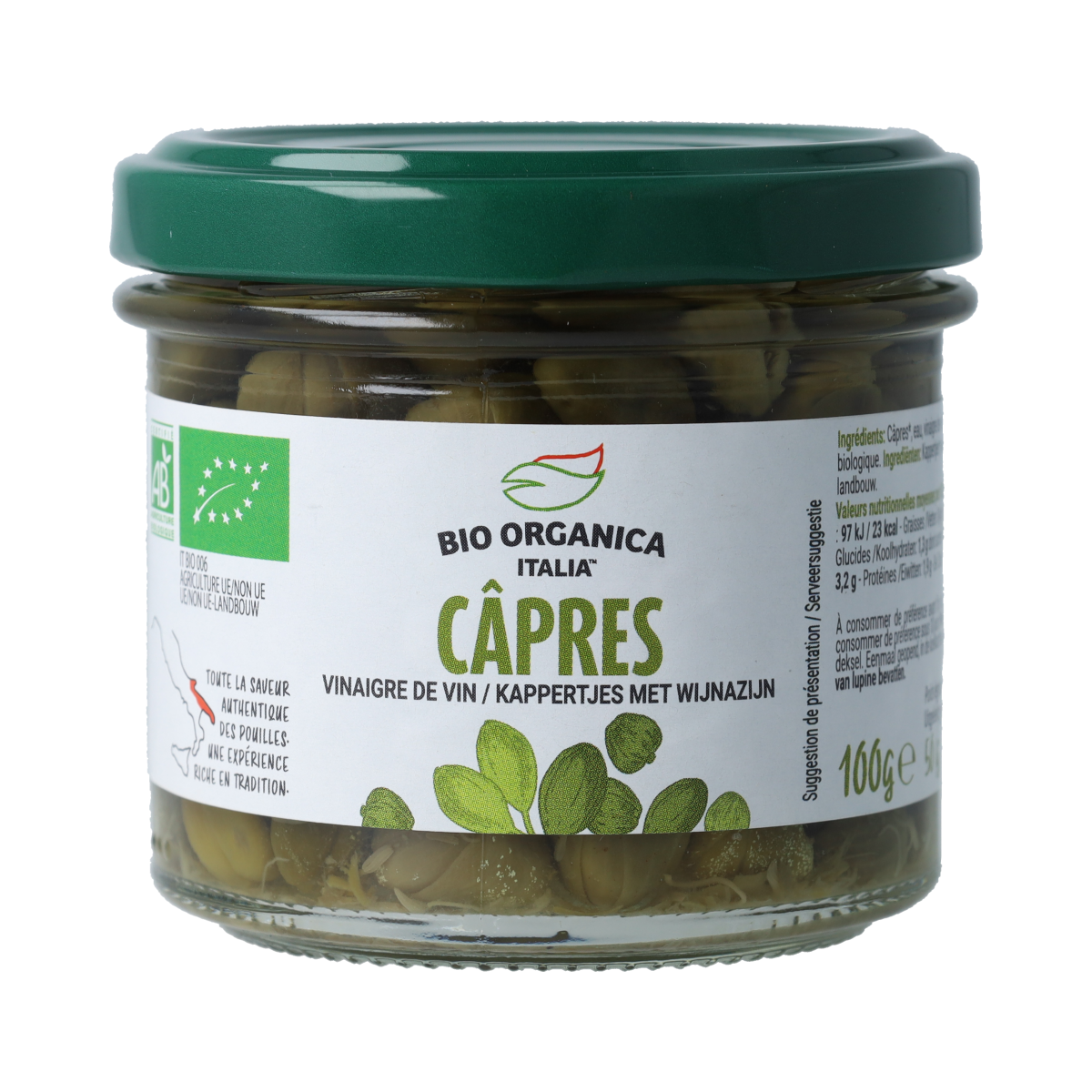 Bio Organica  Kappertjes in azijn bio 100.00 Gram