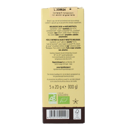 Nocciolata Intense vegan cups 5 x 20gram bio 100 Gram