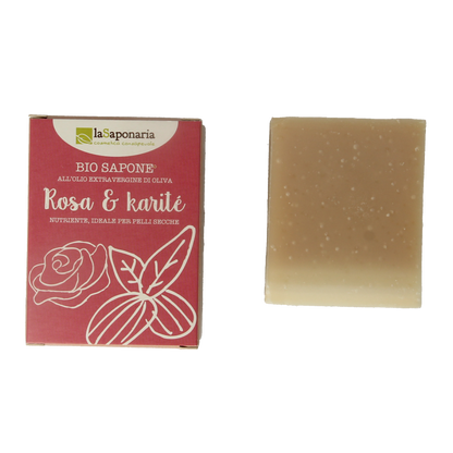 La Saponaria Zeep roos shea butter bio 100 Gram