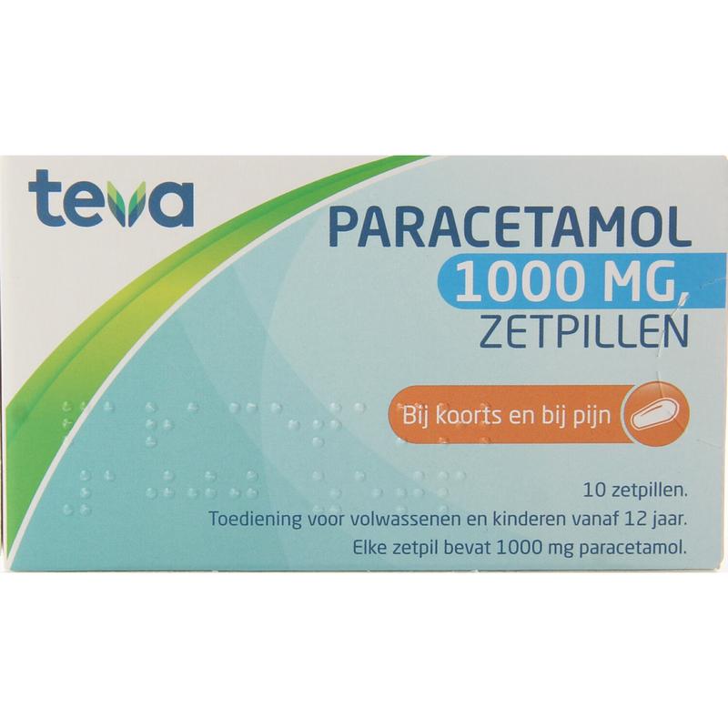 Teva Paracetamol 1000mg 10.00 Zetpillen