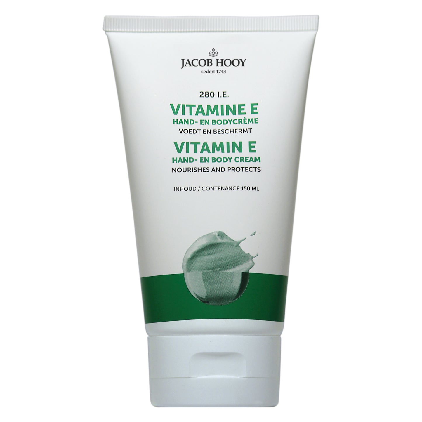 Jacob Hooy Vitamine E hand en bodycreme tube 150.00 Milliliter