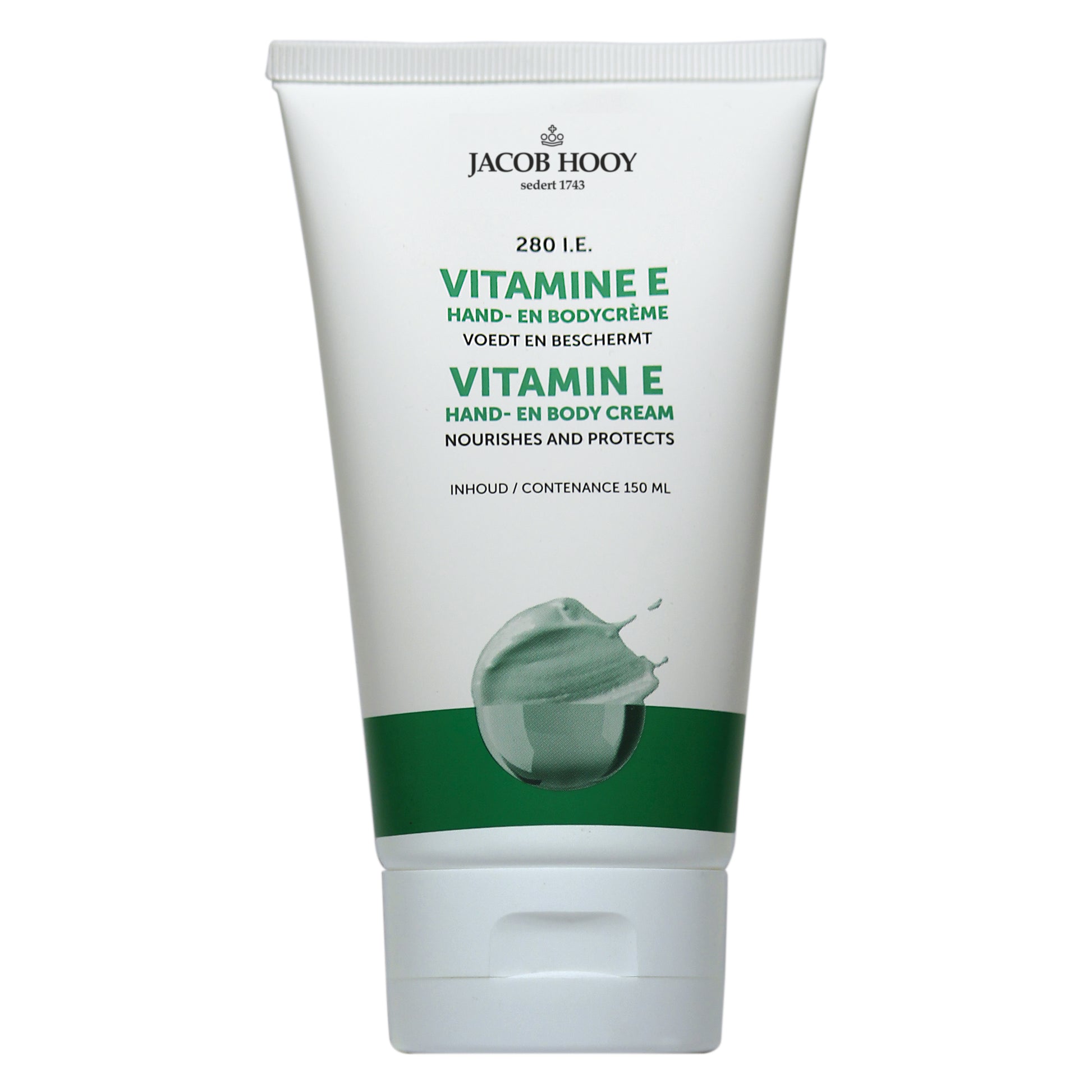 Jacob Hooy Vitamine E hand en bodycreme tube 150.00 Milliliter