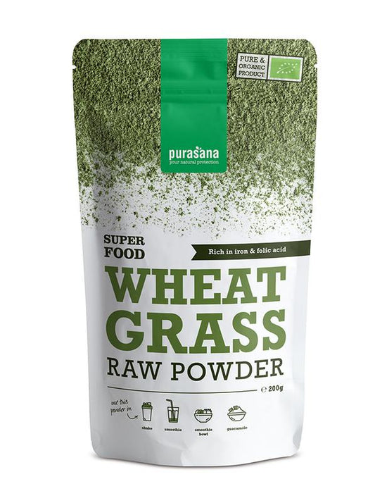 Purasana Tarwegras poeder vegan bio 200 Gram