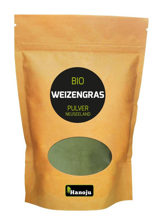 Hanoju Tarwegras poeder paper bag Nieuw Zeeland bio 1 Kilogram