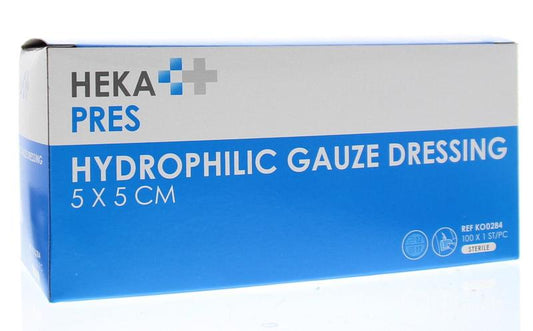 Hekapres Hydrofiel gaaskompres 5 x 5 steriel 100 Stuks