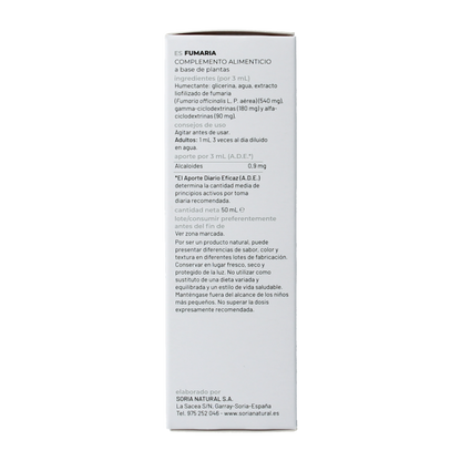 Soria Natural Fumaria officinalis extract 50 Milliliter