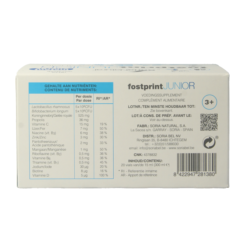 Soria Natural Fost print junior 20 x 15ml 1 Stuks