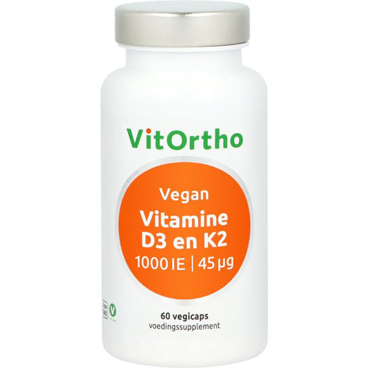 VitOrtho Vitamine D3 1000IE K2 45mcg vegan 60 Vegetarische capsules