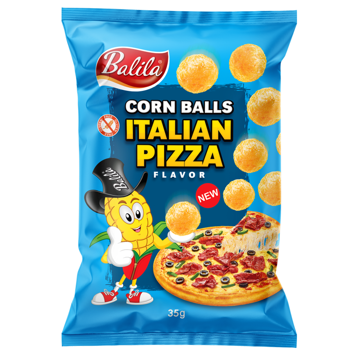 Balila Corn balls Italian pizza glutenvrij 35.00 Gram