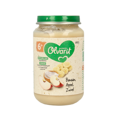 Olvarit Banaan appel yoghurt 6M50 200 Gram