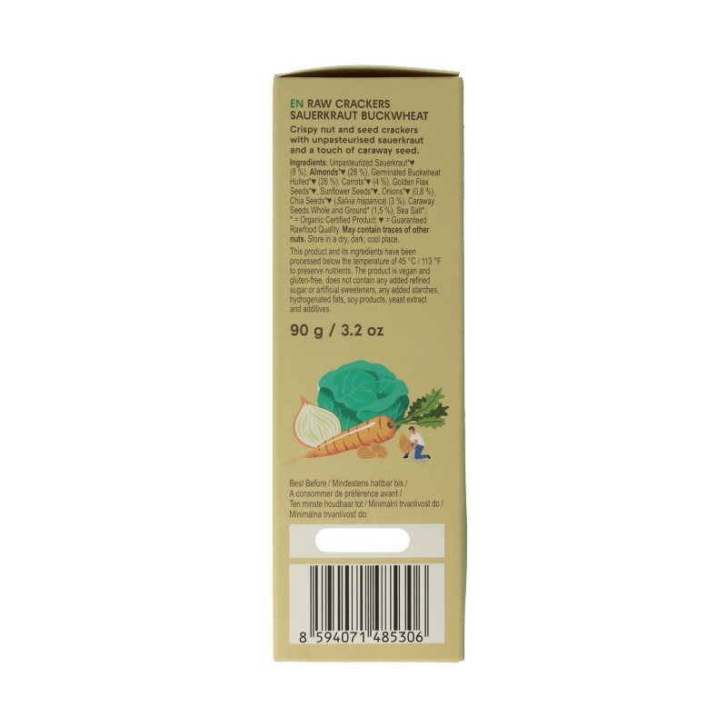 Lifefood Life crackers zuurkool boekweit raw bio 90 Gram