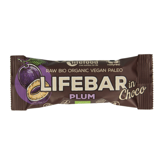 Lifefood Lifebar Inchoco pruimen bio raw 40 Gram