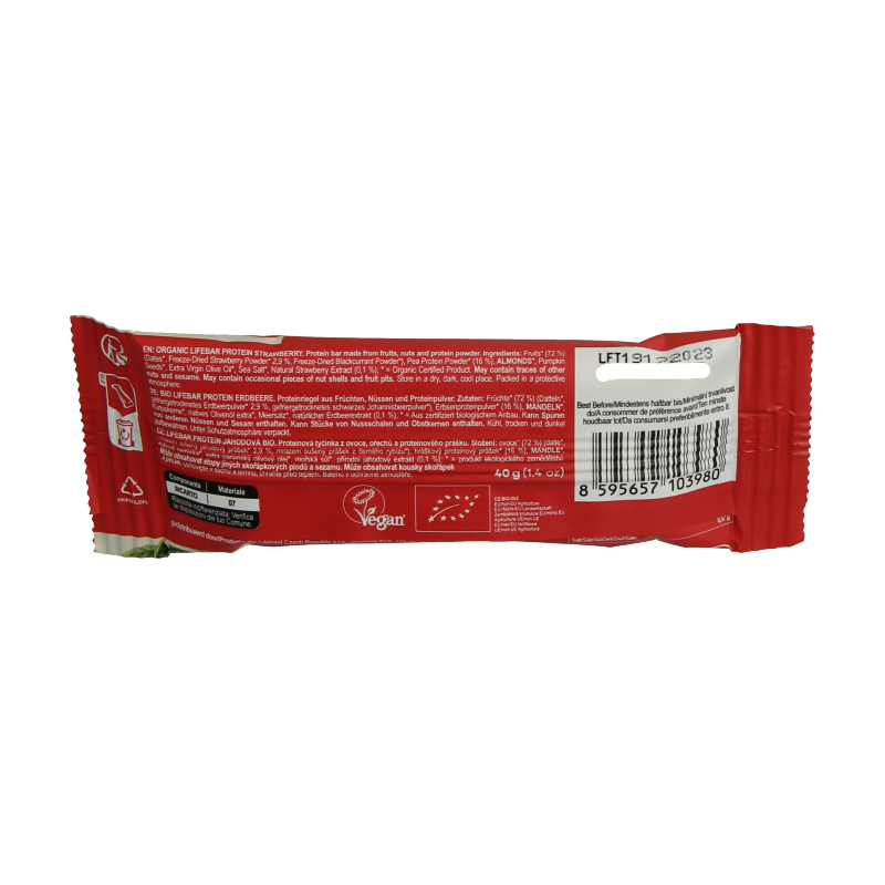 Lifefood Lifebar proteine aardbei bio 40 Gram