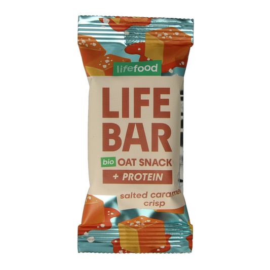 Lifefood Lifebar oatsnack proteine salted caramel crisp bio 40 Gram