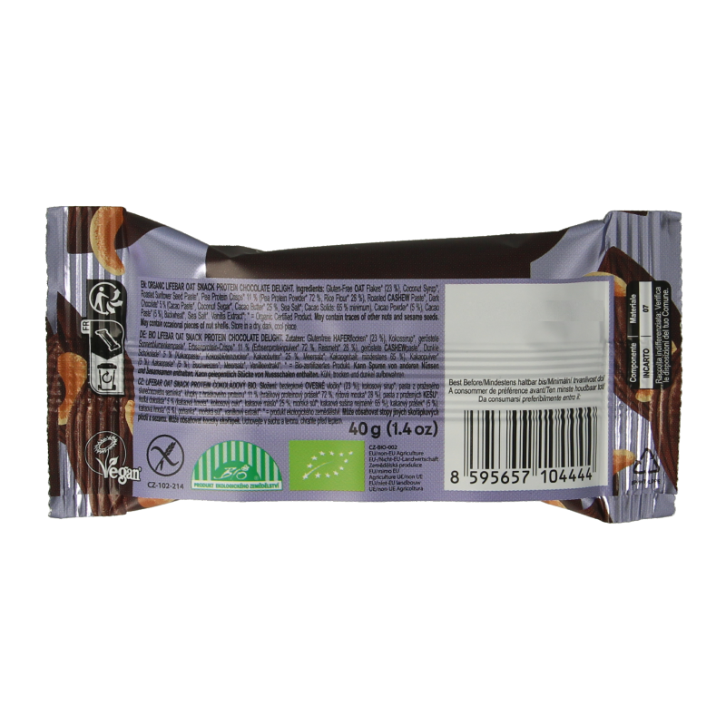 Lifefood Lifebar oatsnack proteine chocolate delight bio 40 Gram