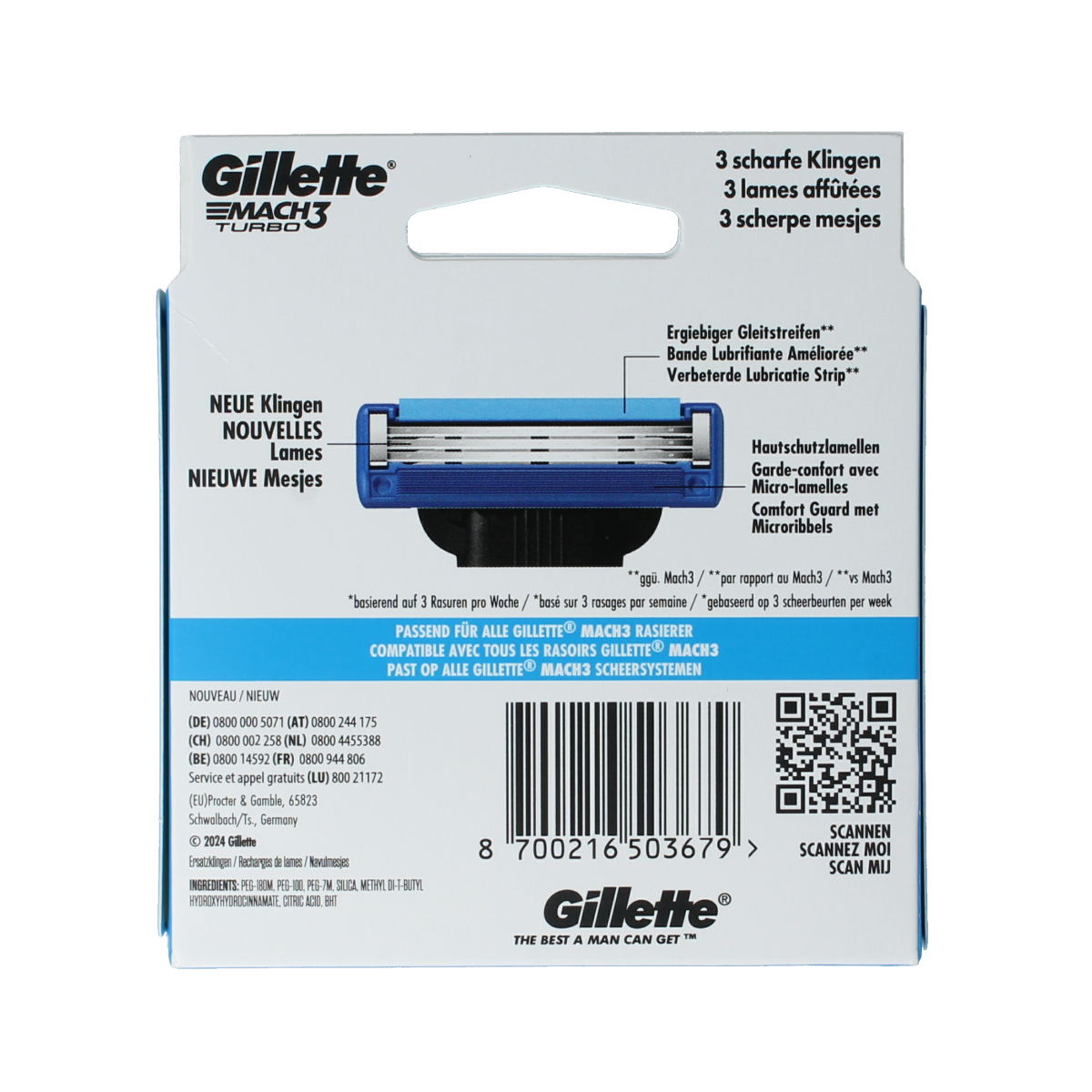 Gillette Mach 3 turbo blades 12.00 Stuks
