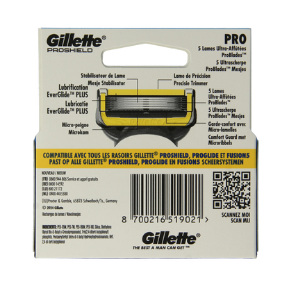 Gillette Proshield yellow blades 4 Stuks
