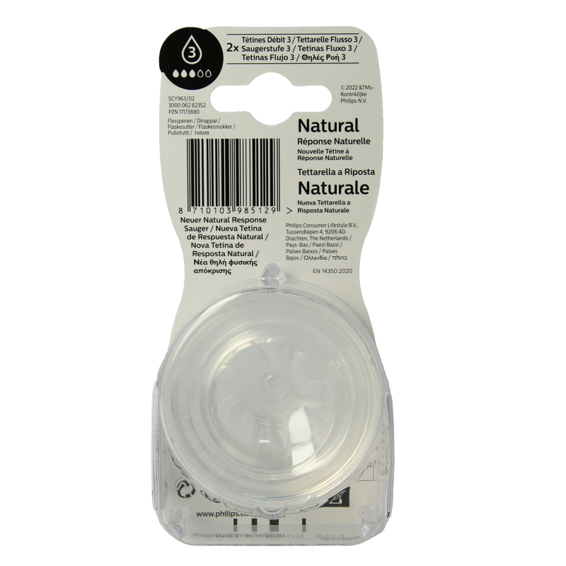 Avent Natural flesspeen 1M+ 2 Stuks