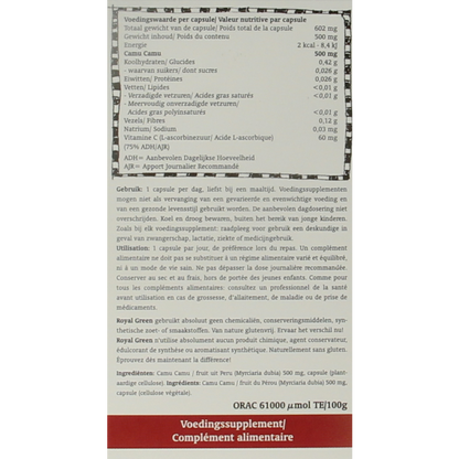 Royal Green Camu camu vitamine C 60 Vegetarische capsules