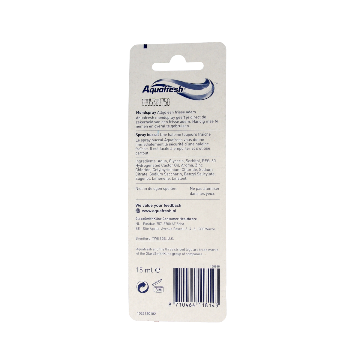 Aquafresh Mondspray 15.00 Milliliter