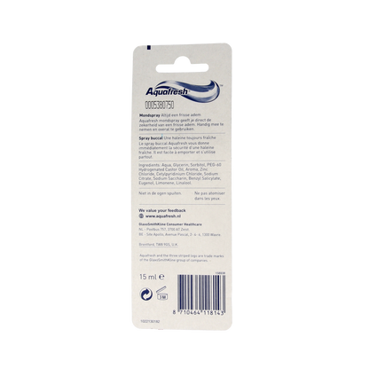 Aquafresh Mondspray 15.00 Milliliter