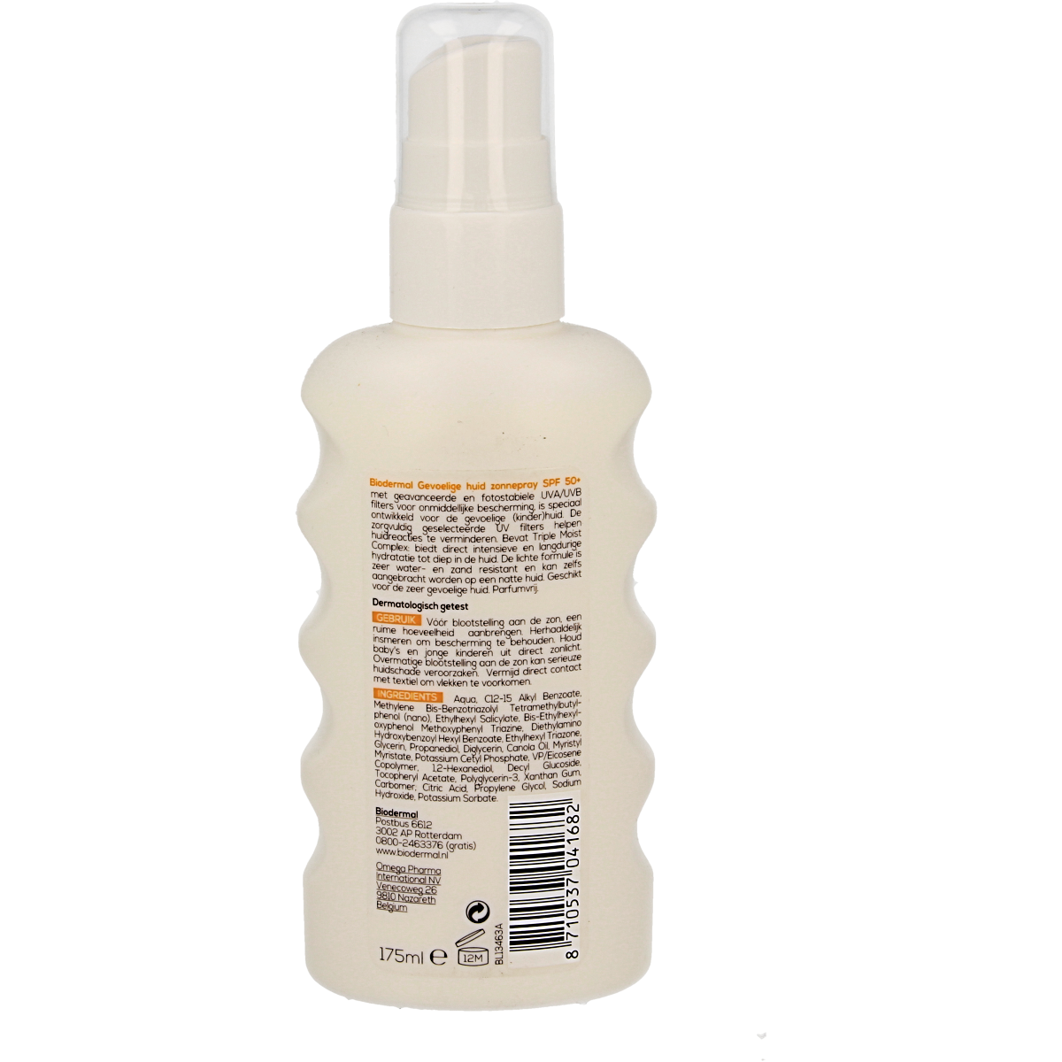 Biodermal Zonnespray gevoelige huid SPF50+ 175.00 Milliliter