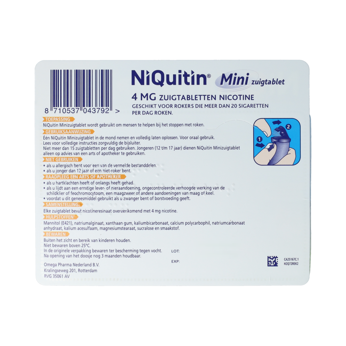 Niquitin Zuigtablet mini mint 4mg 60.00 Zuigtabletten