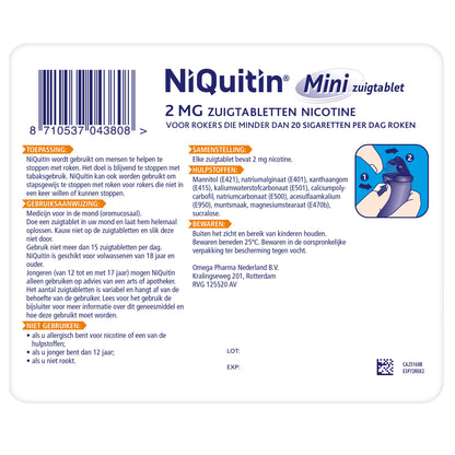 Niquitin Zuigtablet mini mint 2mg 60.00 Zuigtabletten