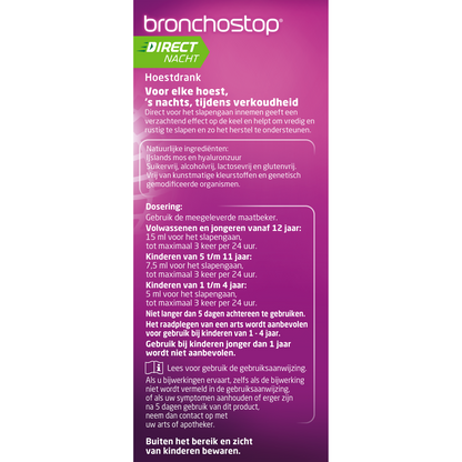 Bronchostop Hoestdrank direct nacht 5 in 1 120.00 Milliliter
