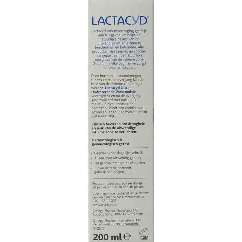 Lactacyd Wasemulsie ultra hydraterend overgang 200 Milliliter