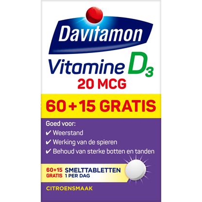 Davitamon Vitamine D3 20mcg 75.00 Smelttabletten