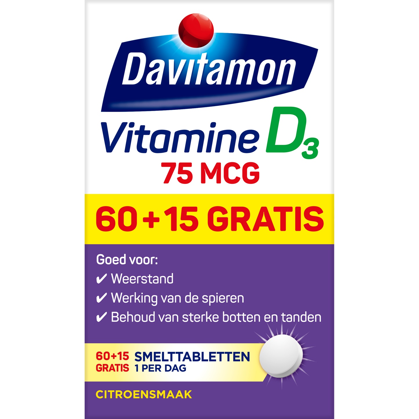Davitamon Vitamine D3 75mcg 75.00 Smelttabletten