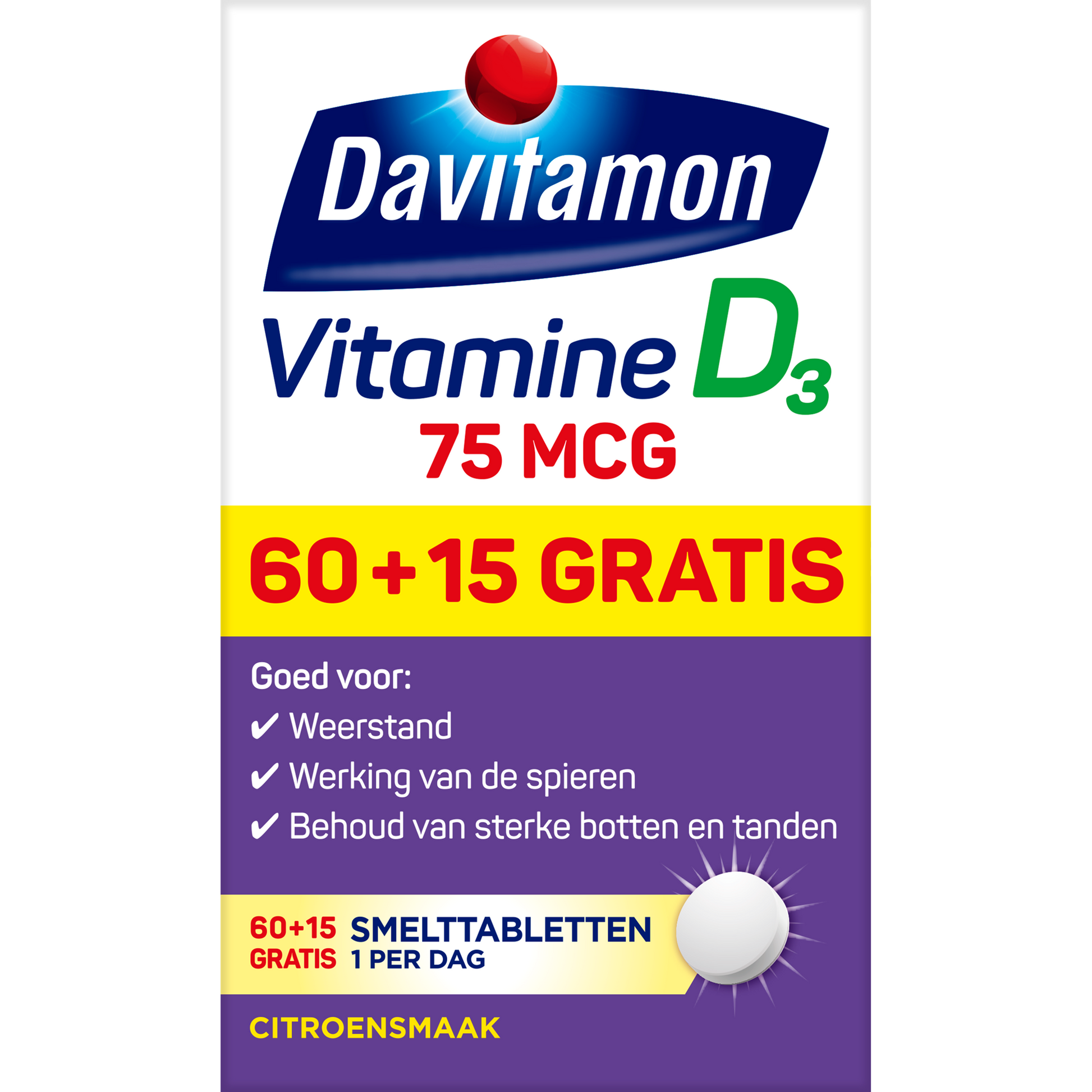 Davitamon Vitamine D3 75mcg 75.00 Smelttabletten