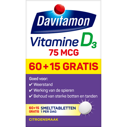 Davitamon Vitamine D3 75mcg 75.00 Smelttabletten