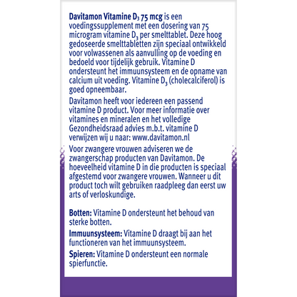 Davitamon Vitamine D3 75mcg 75.00 Smelttabletten