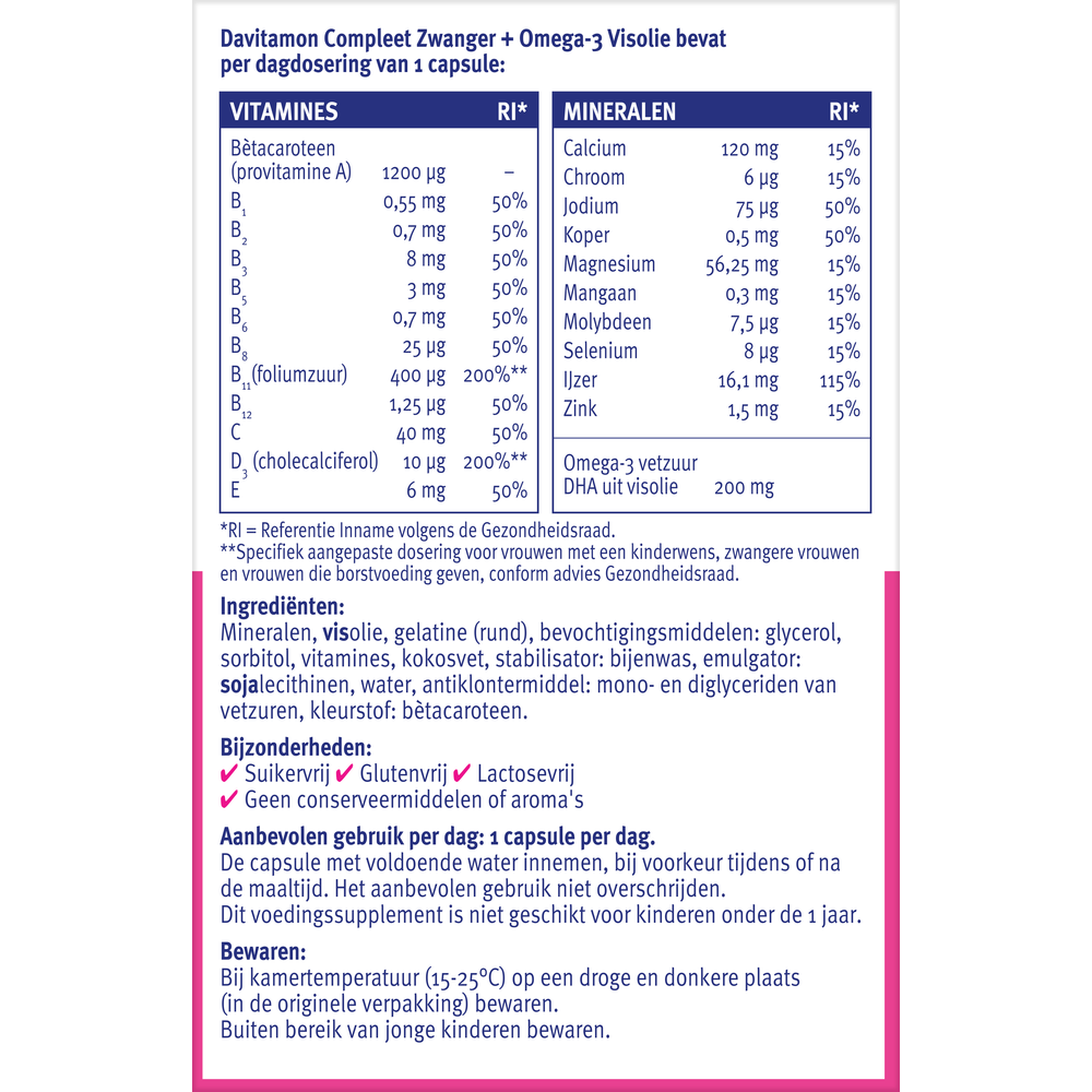 Davitamon Compleet zwanger plus visolie 60.00 Capsules