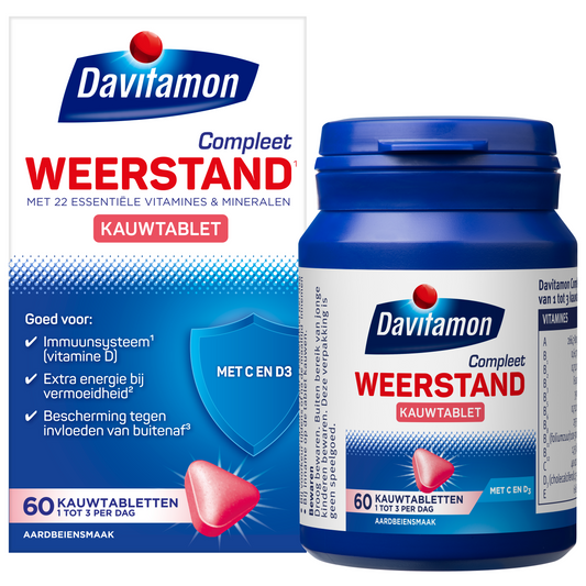 Davitamon Compleet weerstand kauwvitamines aardbei 60.00 Kauwtabletten