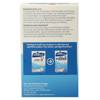 Davitamon Junior 3-12 multifruit 120.00 Kauwtabletten