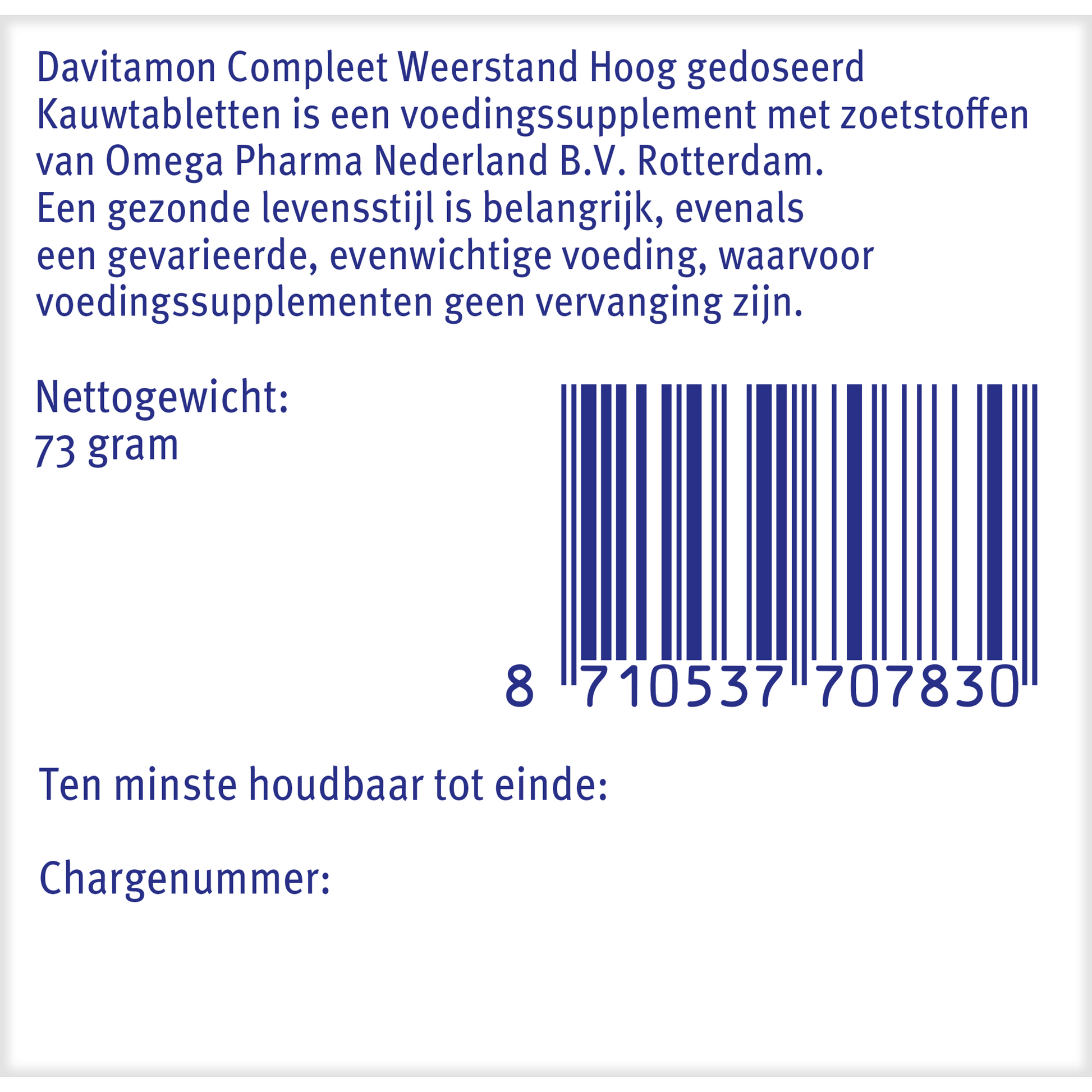 Davitamon Compleet weerstand hoog gedoseerd 50.00 Kauwtabletten