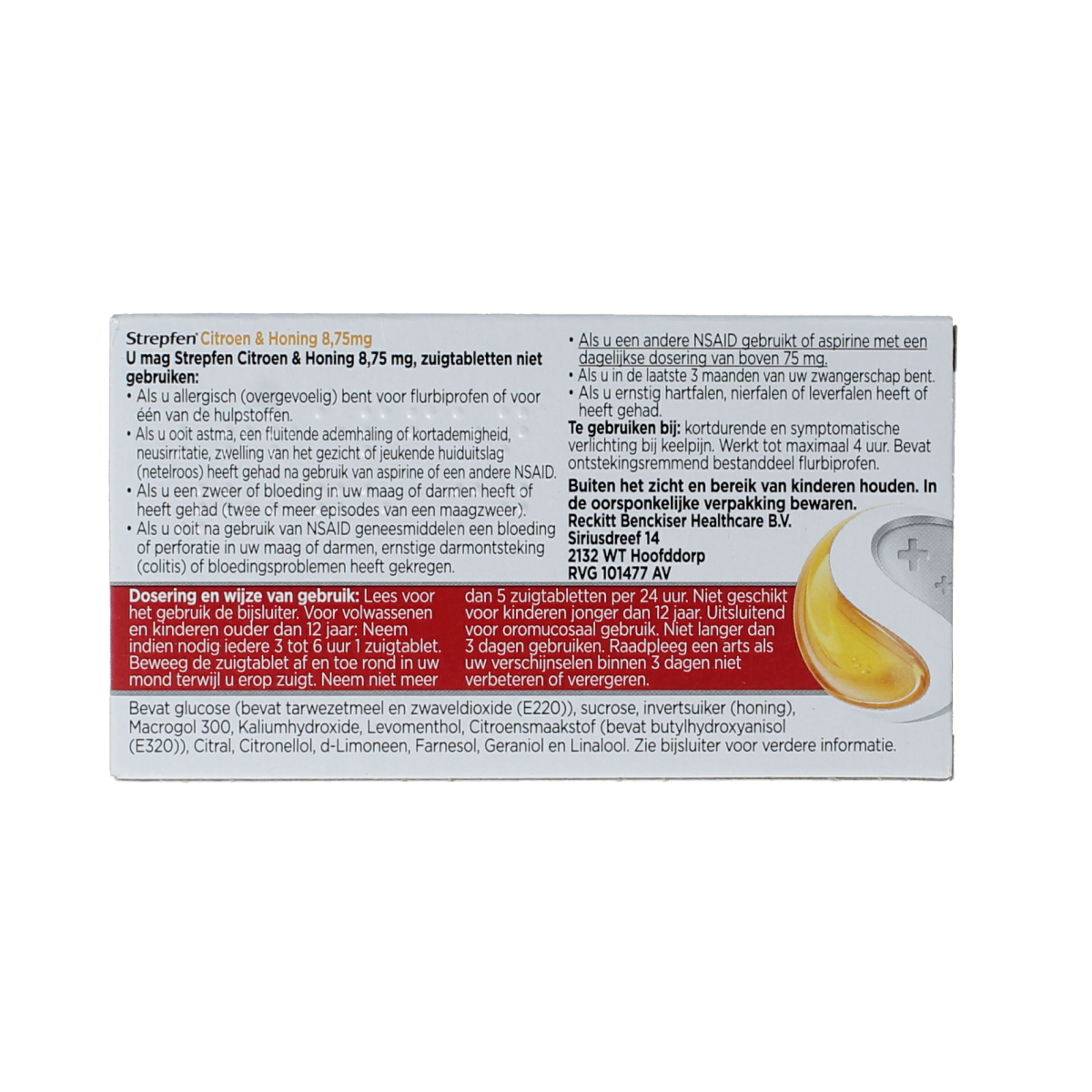 Strepfen Citroen & honing 8.00 Zuigtabletten