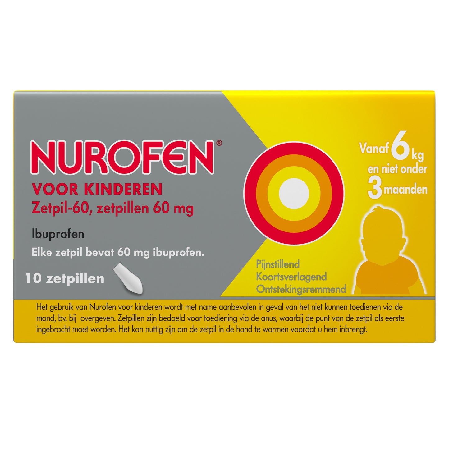 Nurofen Nurofen ibuprofen 60mg 10.00 Zetpillen