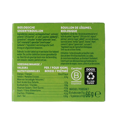 Zonnatura Groentebouillon tablet 11 gram bio 6.00 Stuks